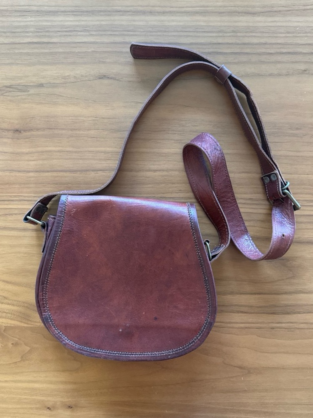 Handmade Brown Leather Crossbody Saddle Bag